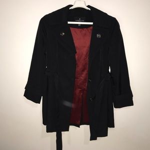 Like New London Fog black trench coat, size Large